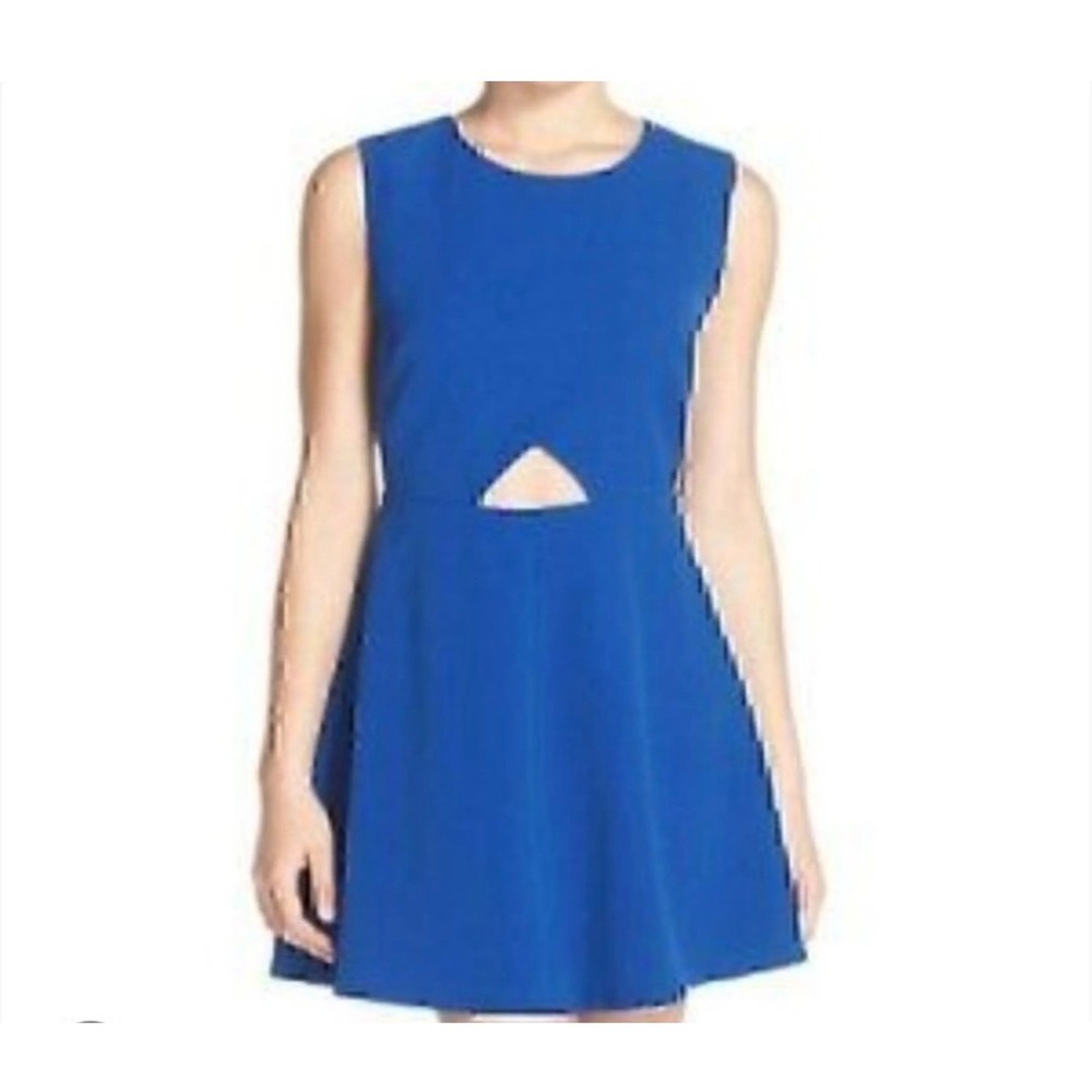 Sparkle & Fade Cutout Dress Womens 6 Blue Skater Fit Flare Open Back Cocktail